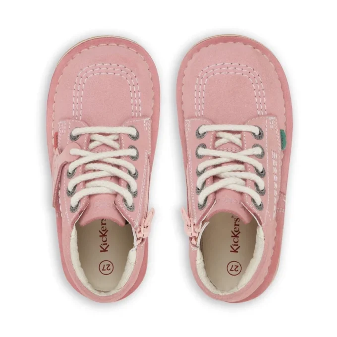 Kick Hi Hi Zip en nubuck rose clair pour bébé, unisexe