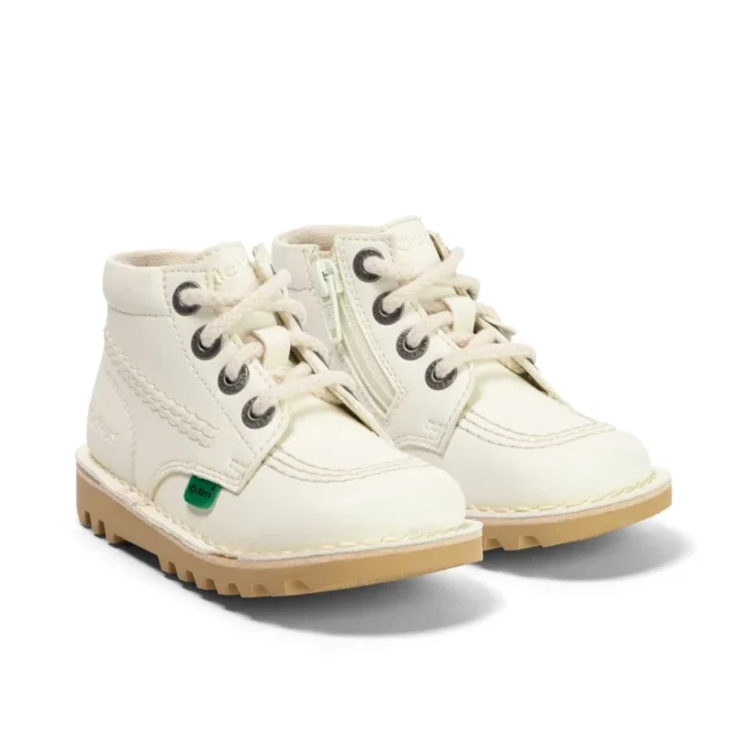 Kick Hi Hi Zip en simili cuir unisexe pour bébé, blanc Kick Hi Hi Zip en simili cuir unisexe pour bébé, blanc