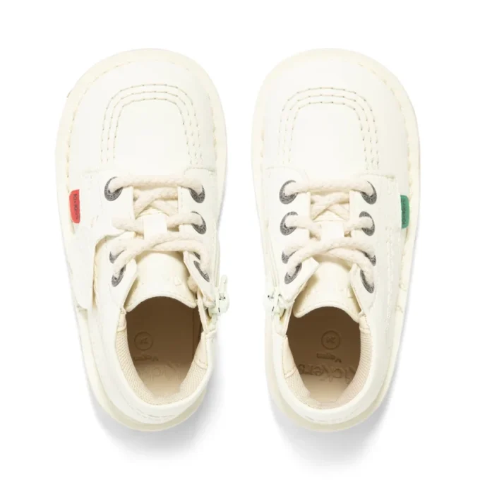 Kick Hi Hi Zip en simili cuir unisexe pour bébé, blanc Kick Hi Hi Zip en simili cuir unisexe pour bébé, blanc