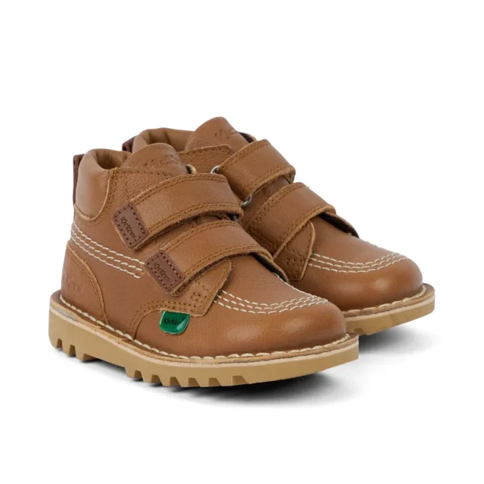 Kick Hi Roll en cuir beige unisexe pour tout-petits