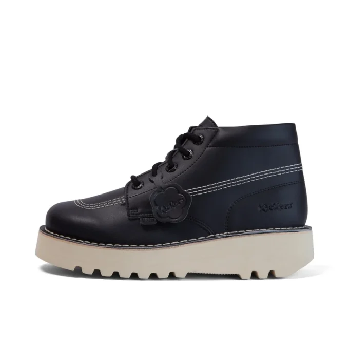 Kick Hi Stack en cuir alternatif noir, unisexe adulte Kick Hi Stack en cuir alternatif noir, unisexe adulte