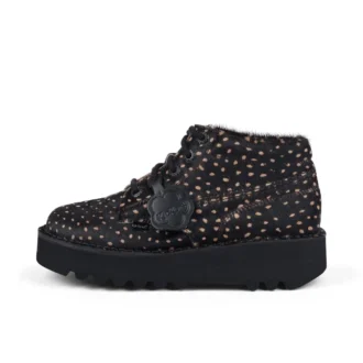 Kick Hi Stack en cuir tacheté noir, unisexe adulte