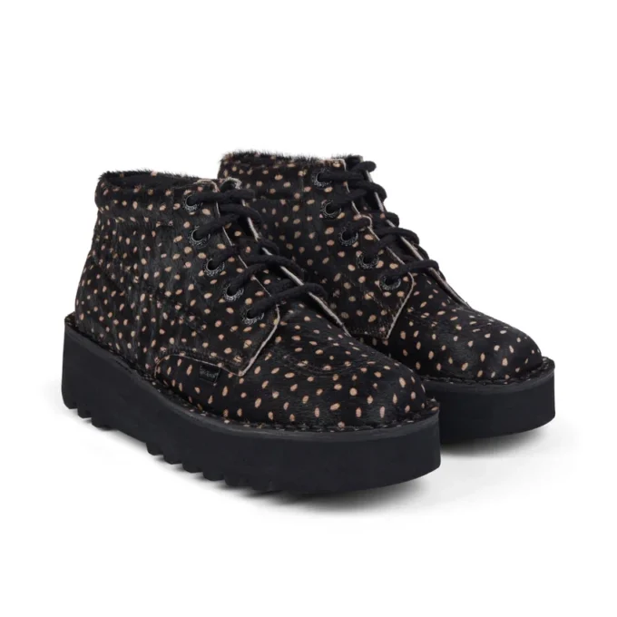 Kick Hi Stack en cuir tacheté noir, unisexe adulte Kick Hi Stack en cuir tacheté noir, unisexe adulte