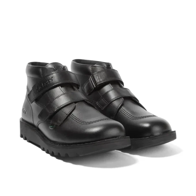 Kick Hi Vel en cuir noir, unisexe pour jeunes