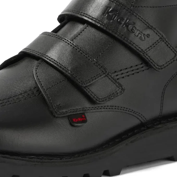 Kick Hi Vel en cuir noir, unisexe pour jeunes