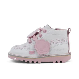 Kick Hi Wave en cuir blanc pour petite fille