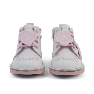 Kick Hi Wave en cuir blanc pour petite fille
