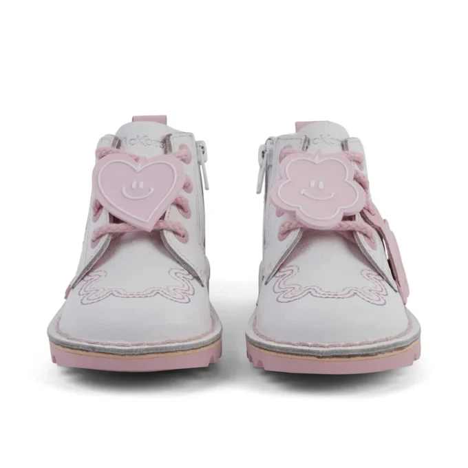Kick Hi Wave en cuir blanc pour petite fille