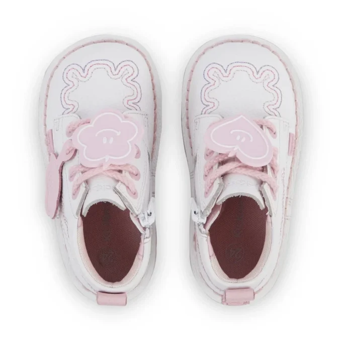 Kick Hi Wave en cuir blanc pour petite fille