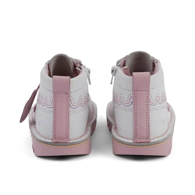 Kick Hi Wave en cuir blanc pour petite fille