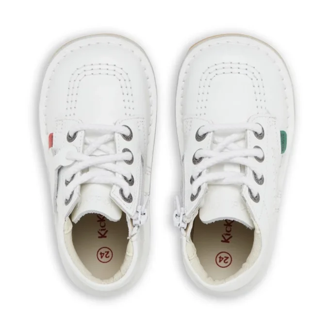 Kick Hi Zip en cuir blanc pour bébé unisexe
