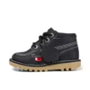 Kick Hi Zip en cuir noir/blanc pour bébé, unisexe
