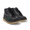 Kick Hi Zip en cuir noir/blanc pour bébé, unisexe