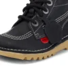 Kick Hi Zip en cuir noir/blanc pour bébé, unisexe
