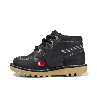 Kick Hi Zip en cuir noir/blanc, unisexe junior
