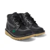 Kick Hi Zip en cuir noir/blanc, unisexe junior