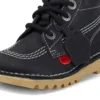 Kick Hi Zip en cuir noir/blanc, unisexe junior