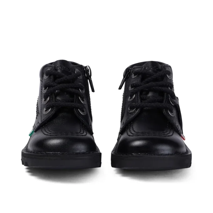 Kick Hi Zip en simili cuir noir pour bébé unisexe