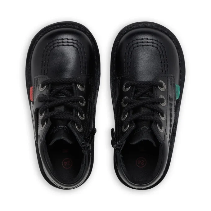 Kick Hi Zip en simili cuir noir pour bébé unisexe