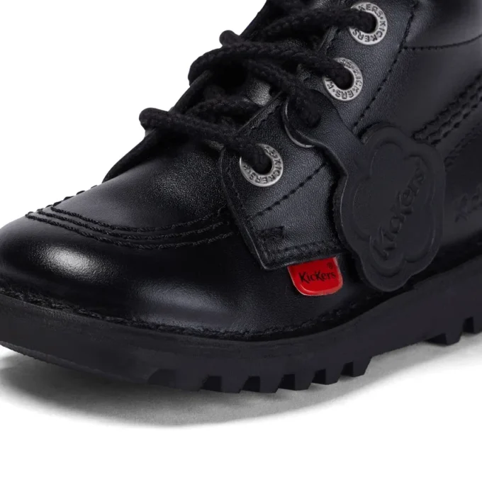 Kick Hi Zip en simili cuir noir pour bébé unisexe