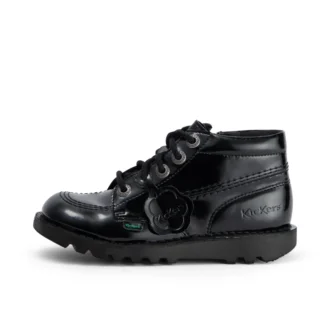 Kick Hi Zip en simili cuir verni noir pour filles