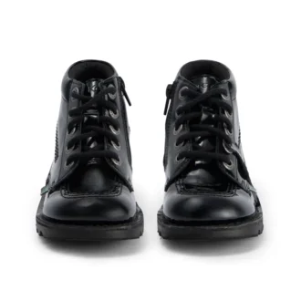 Kick Hi Zip en simili cuir verni noir pour filles