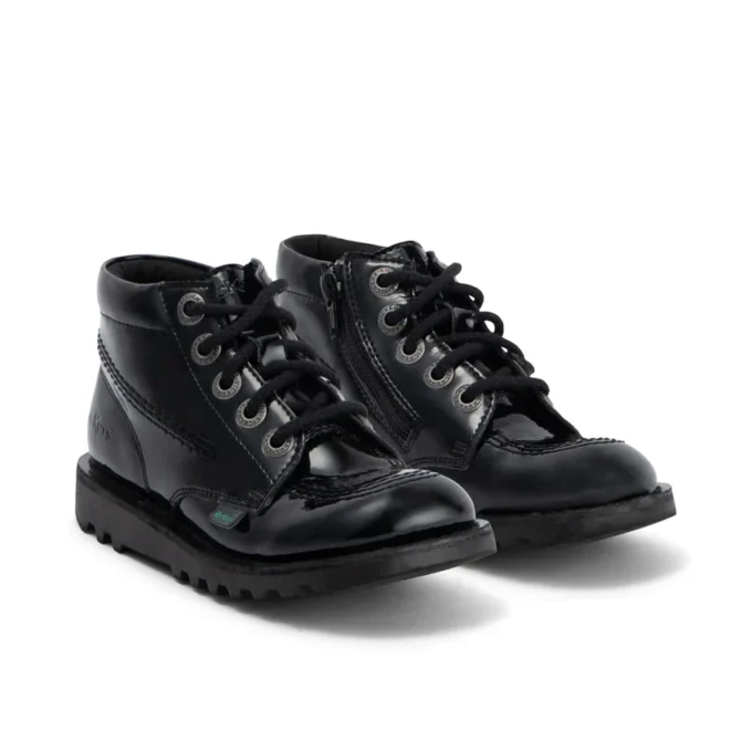 Kick Hi Zip en simili cuir verni noir pour filles Kick Hi Zip en simili cuir verni noir pour filles
