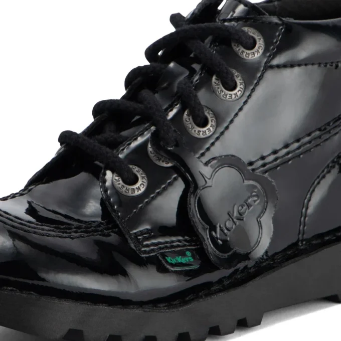 Kick Hi Zip en simili cuir verni noir pour filles Kick Hi Zip en simili cuir verni noir pour filles