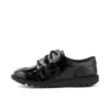Kick Lo Brogue en cuir verni noir pour filles