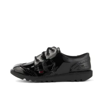 Kick Lo Brogue en cuir verni noir pour filles