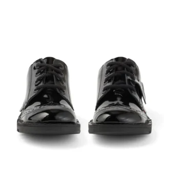 Kick Lo Brogue en cuir verni noir pour filles