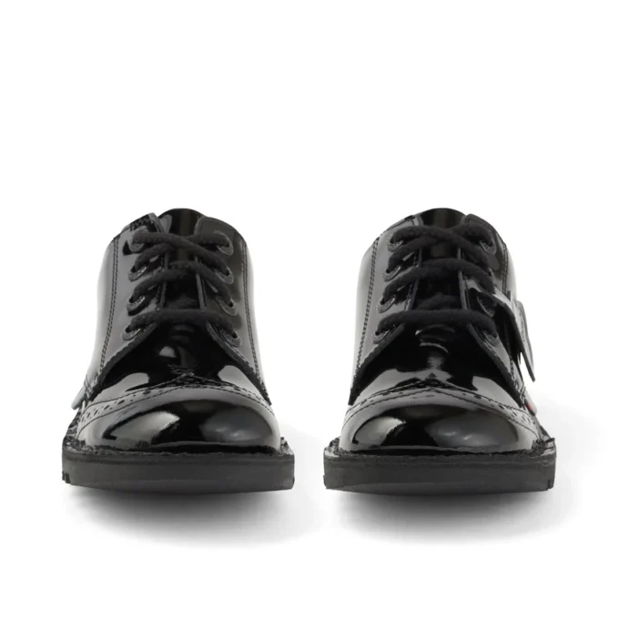 Kick Lo Brogue en cuir verni noir pour filles