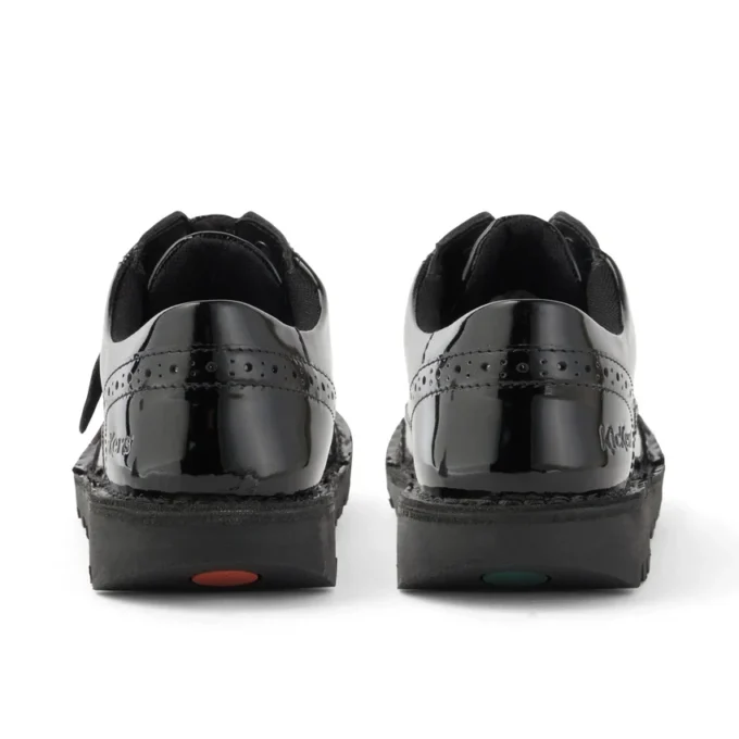 Kick Lo Brogue en cuir verni noir pour filles