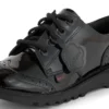 Kick Lo Brogue en cuir verni noir pour filles