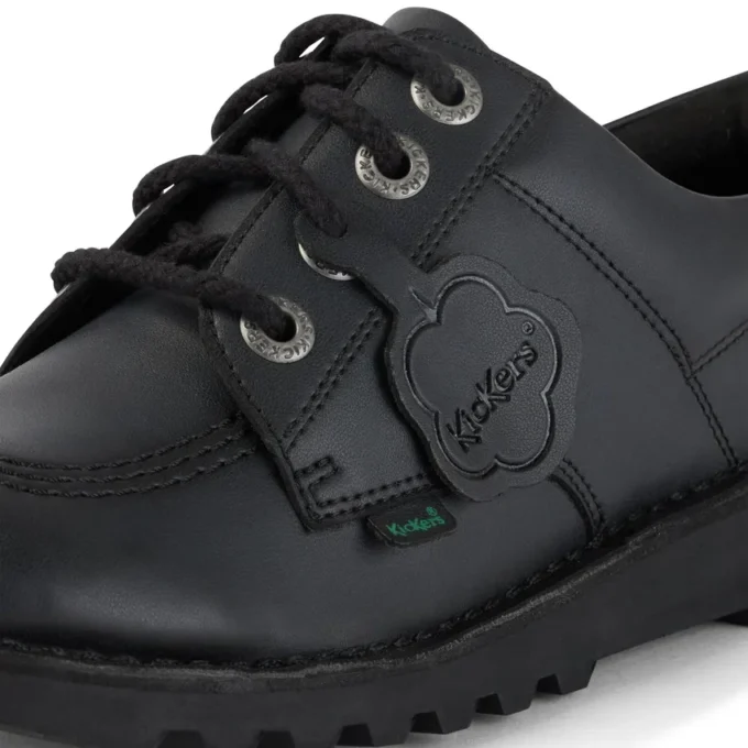 Kick Lo en cuir pour jeunes, unisexe, noir