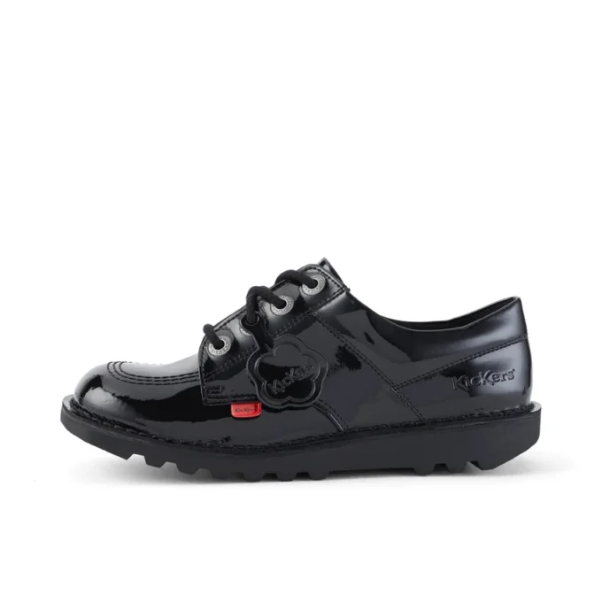 Kick Lo en cuir verni noir, unisexe pour jeunes