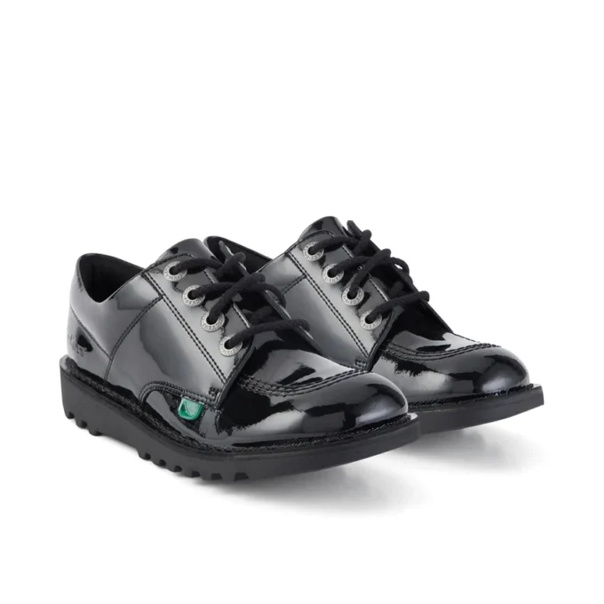 Kick Lo en cuir verni noir, unisexe pour jeunes