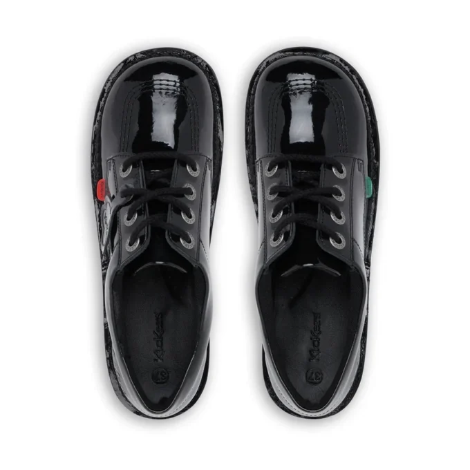 Kick Lo en cuir verni noir, unisexe pour jeunes