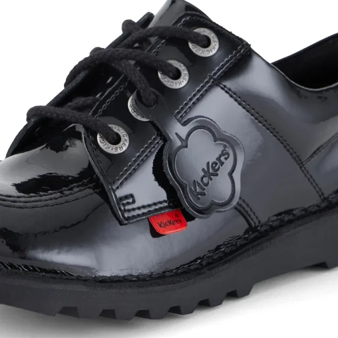 Kick Lo en cuir verni noir, unisexe pour jeunes