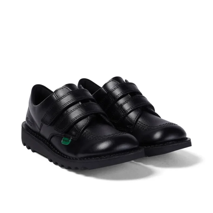 Kick Lo Twin Vel en cuir noir, unisexe junior
