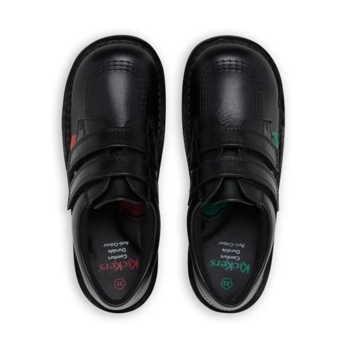Kick Lo Twin Vel en cuir noir, unisexe junior