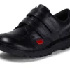 Kick Lo Twin Vel en cuir noir, unisexe junior
