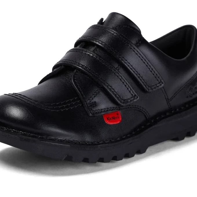 Kick Lo Twin Vel en cuir noir, unisexe junior