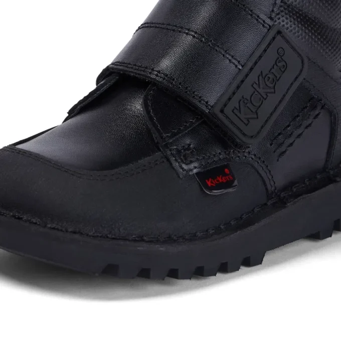 Kick Mid Scuff en cuir noir pour garçons en bas âge
