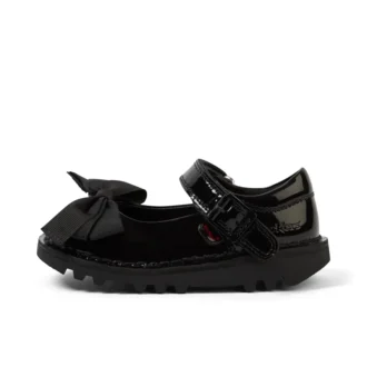 Kick Mj Bow en cuir verni noir pour filles en bas âge