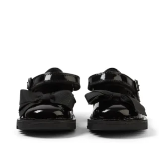 Kick Mj Bow en cuir verni noir pour filles en bas âge