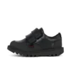 Kick Scuff Twin en cuir noir pour garçons en bas âge