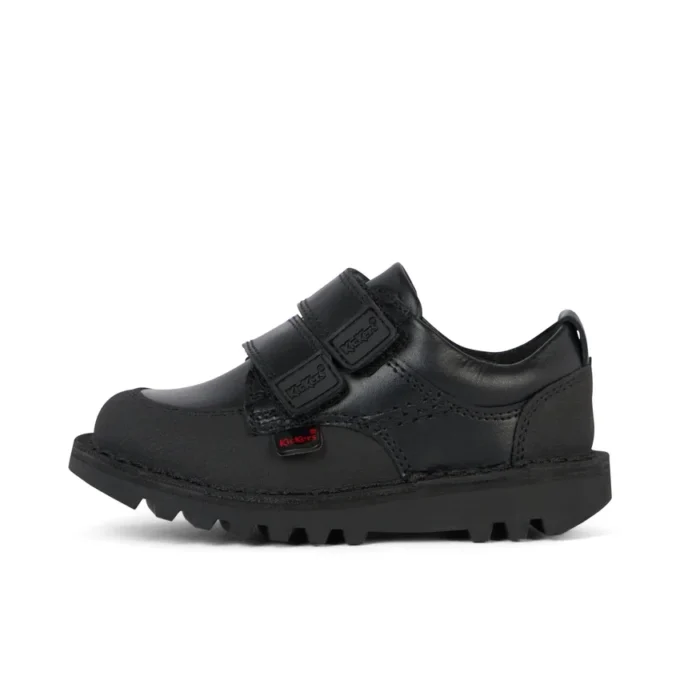 Kick Scuff Twin en cuir noir pour garçons en bas âge