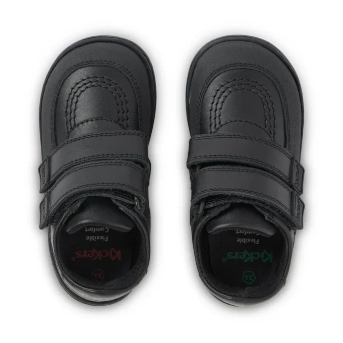 Kick Scuff Twin en cuir noir pour garçons en bas âge