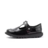 Kick T-Bar Bloom en cuir verni noir pour filles Kick T-Bar Bloom en cuir verni noir pour filles